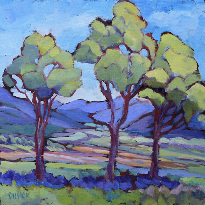 "Three Trees in a Valley" by Lori Cusick, accepted work in the WAOW 54th National Exhibition, Dreamweavers