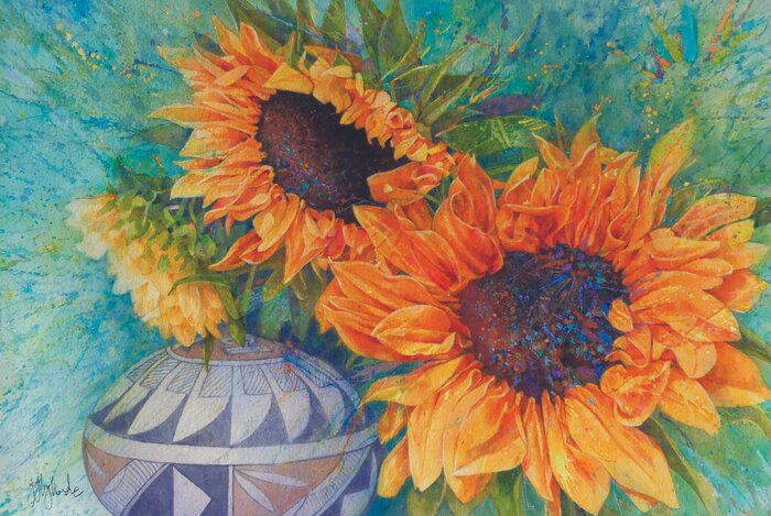 "Sunface Pot" by Hyland, accepted work in the WAOW 54th National Exhibition, Dreamweavers