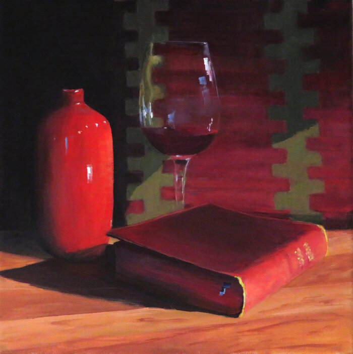 "Red Wine" by Whellock, Oil, accepted work in the WAOW 54th National Exhibition, Dreamweavers