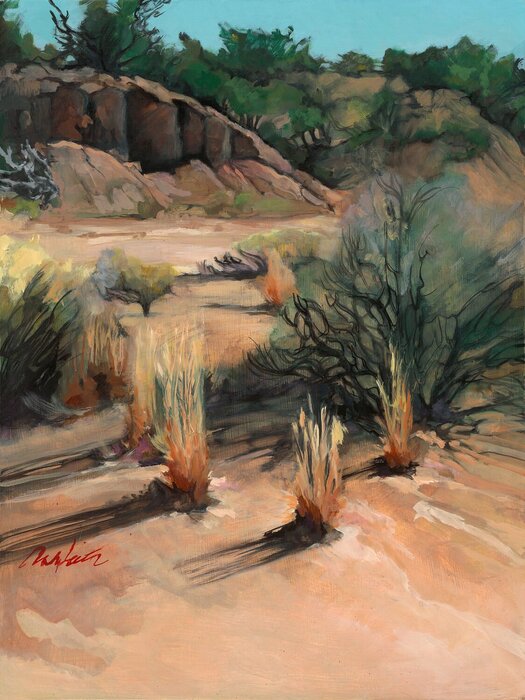 "Galisteo Basin Evening Shadows" by Ashleith Brownell, accepted work in the WAOW 55th National Exhibition, Homeland