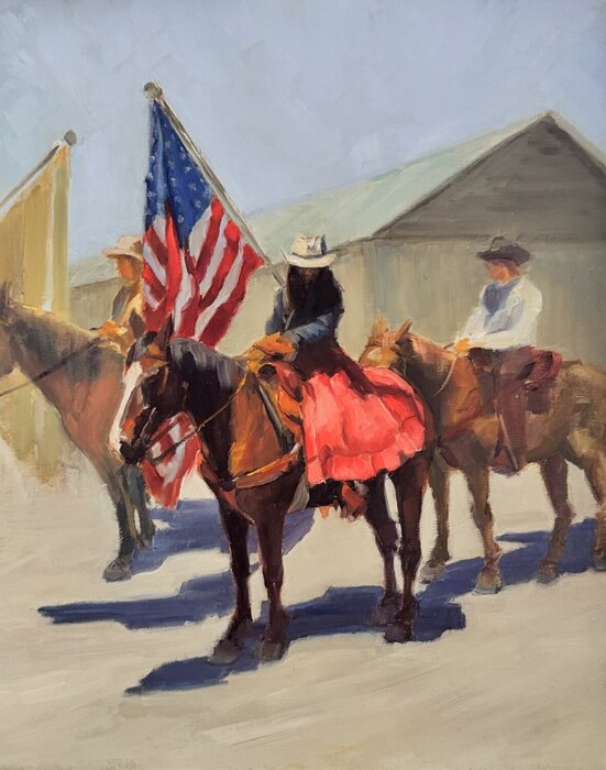 "July 4th Parade" by Judy Buckner, accepted work in the WAOW 55th National Exhibition, Homeland