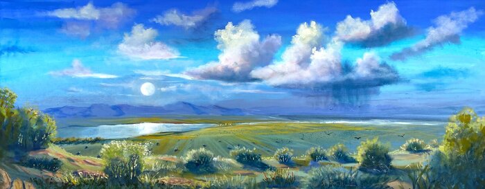 "Moonrise on the Plains" by Heather Coen, accepted work in the WAOW 55th National Exhibition, Homeland
