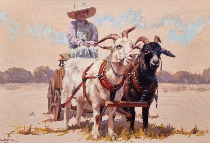"Goat Your Ride Right Here" by Kathy Ellem, accepted work in the WAOW 55th National Exhibition, Homeland
