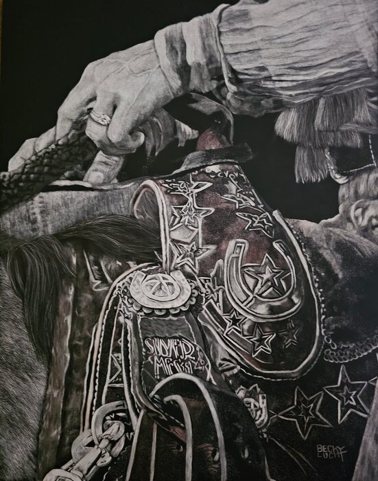"The Silver Mesa Saddle" by Becky Lucht, accepted work in the WAOW 55th National Exhibition, Homeland