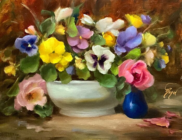 "Pansies and Friends" by Pat Meyer, accepted work in the WAOW 55th National Exhibition, Homeland