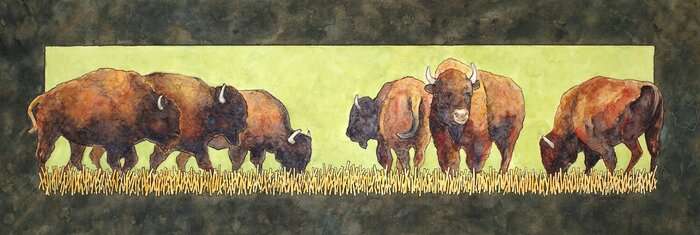 "All American Lineup" by Judy Thompson, accepted work in the WAOW 55th National Exhibition, Homeland