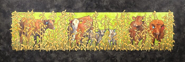 "Six Cowpokes" by Judy Thompson, AOTW Magazine Award, accepted work in the WAOW 55th National Exhibition, Homeland