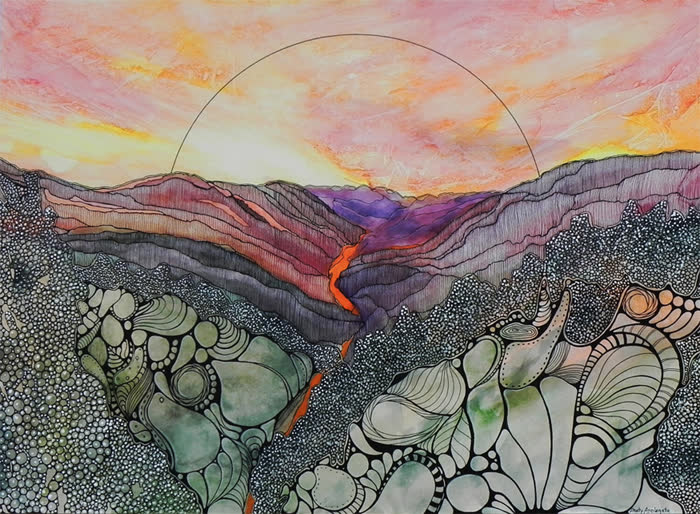 Western Layers by Sandy Applegate, Watercolor, accepted work in the WAOW 56th National Exhibition, Limitless