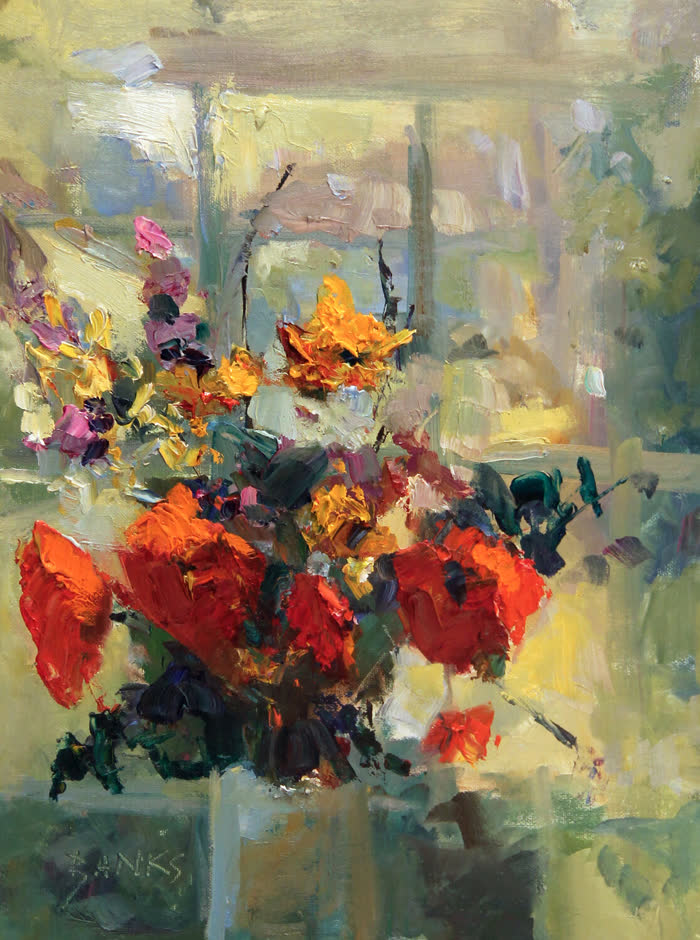 Pretty Poppies by Jill Banks, Oil, accepted work in the WAOW 56th National Exhibition, Limitless