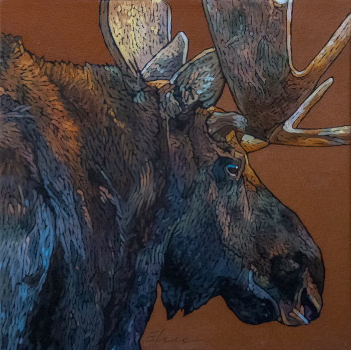 Moose of Many Colors by Elise Mahaffie, Oil, accepted work in the WAOW 56th National Exhibition, Limitless