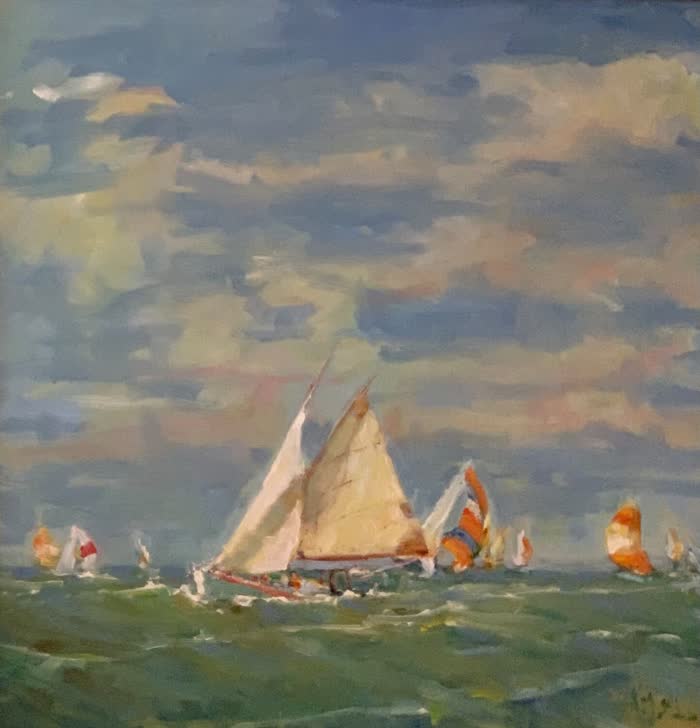 Racing Across Open Waters by Kathryn McMahon, Oil, accepted work in the WAOW 56th National Exhibition, Limitless