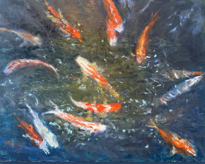 Koi Pond by Suzanne Morris, Oil, accepted work in the WAOW 56th National Exhibition, Limitless