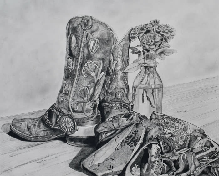 A Few of My Favorite Things by Rebecca Prow, Graphite, accepted work in the WAOW 56th National Exhibition, Limitless